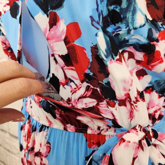 BAND OF GYPSIES Women's Size Large Floral Side Tie Open Back with tie Dress NEW - Picture 5 of 16